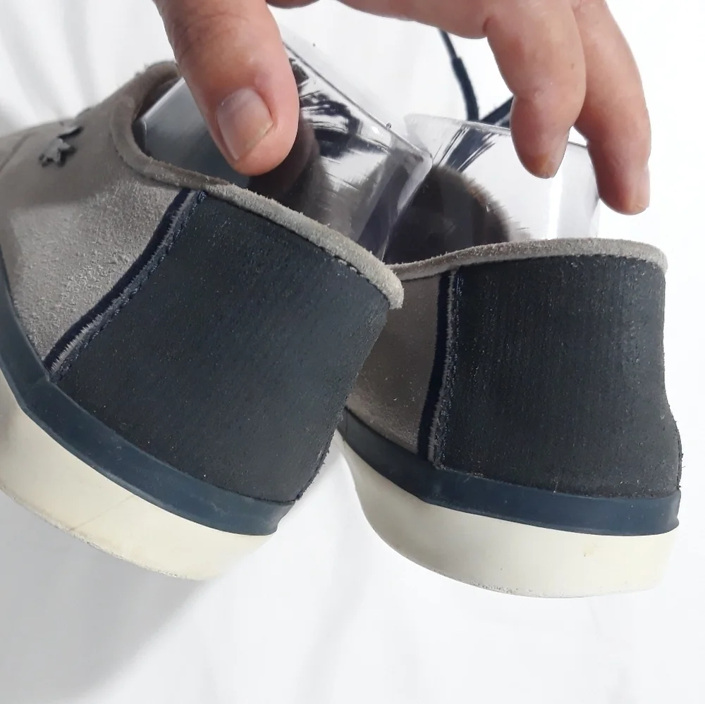 Lacoste Sevrin Suede Leather Lace Up Gray & Blue Size 7 Sneakers Shoes